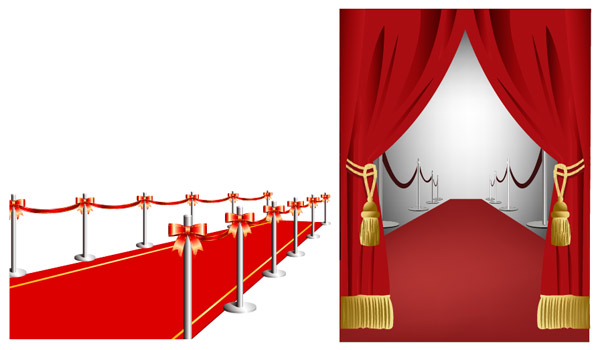 Red carpet curtain vector source material