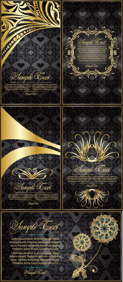 Gold lace pattern vector material
