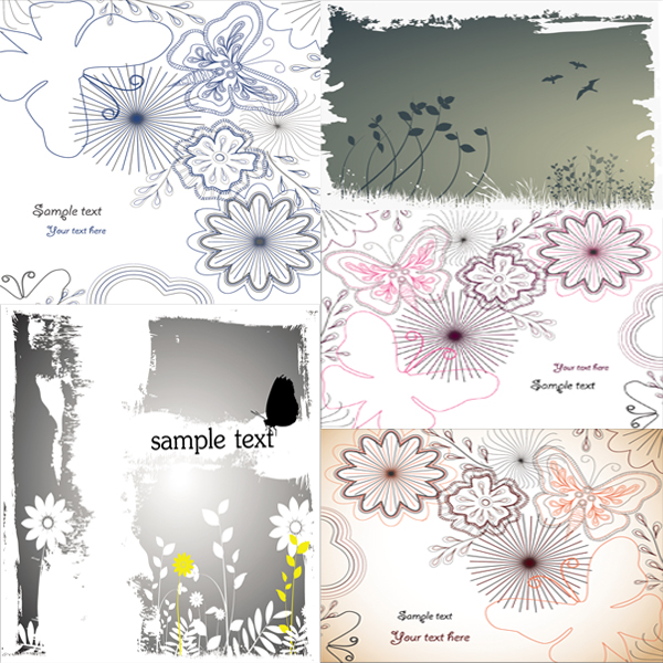 Flowers and butterflies vector of material