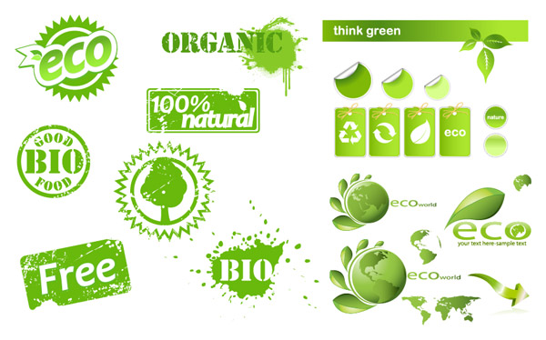 Some eco theme icon vector material
