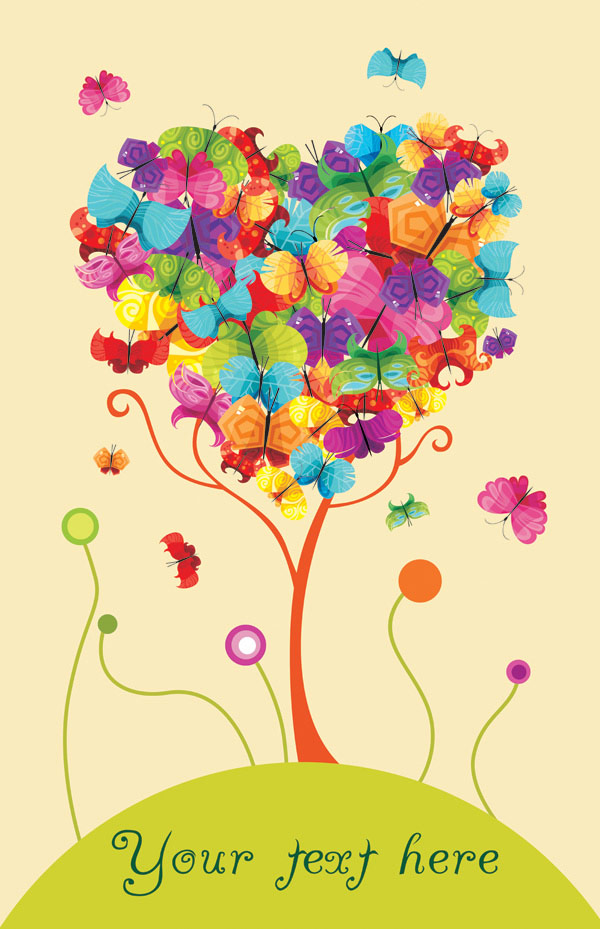 Colorful Butterfly Vector composed of trees