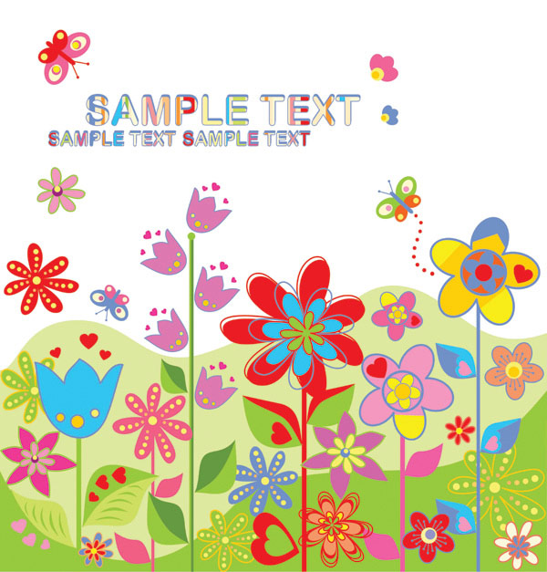 Lovely colorful flowers Vector