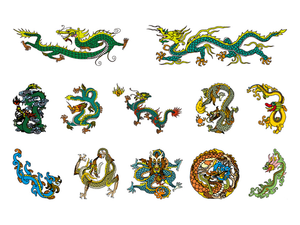 Chinese Classical Dragon Vector material of 4