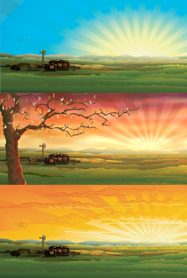 Vector countryside scenery
