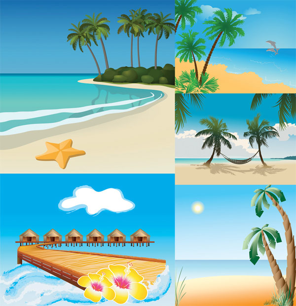 5 Vector beach scenery