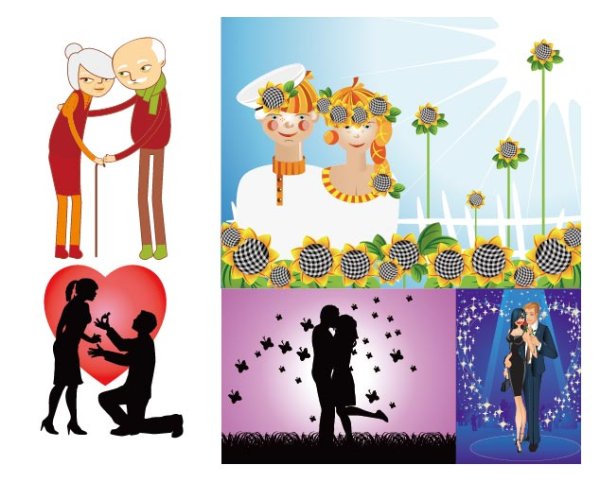 Happy couples and couples Vector