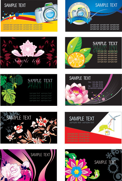 Flowers plant theme card template vector of material