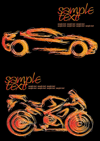 Vector brush cars and motorcycles		