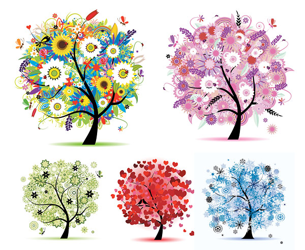 Seasons tree vector material		