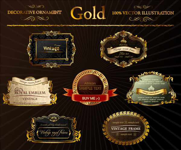 ornate gold label Vector