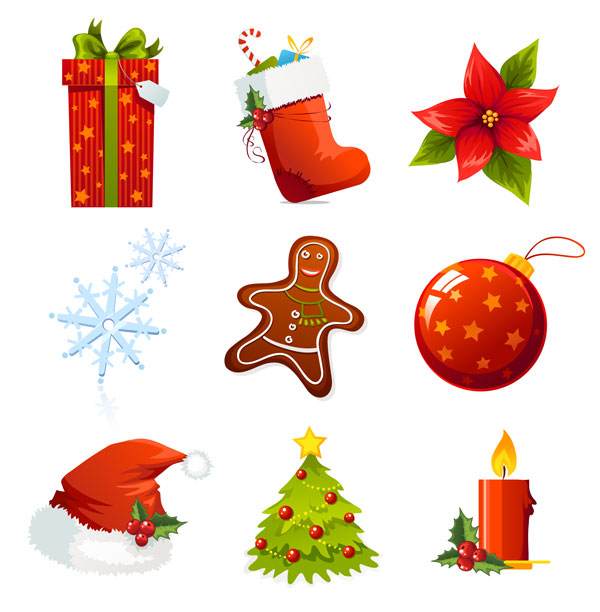 A set of beautiful Christmas icon vector