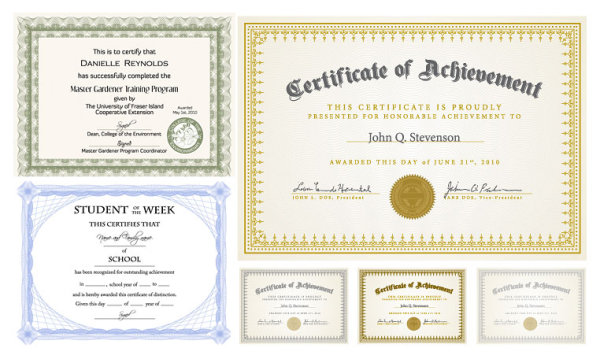 Certificate of Design Vector six