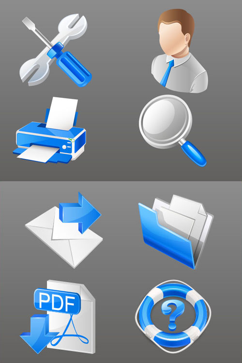 Blue practical business icons - vector material