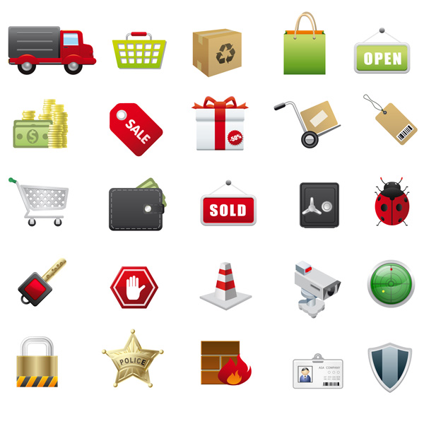 Supermarkets icons Vector