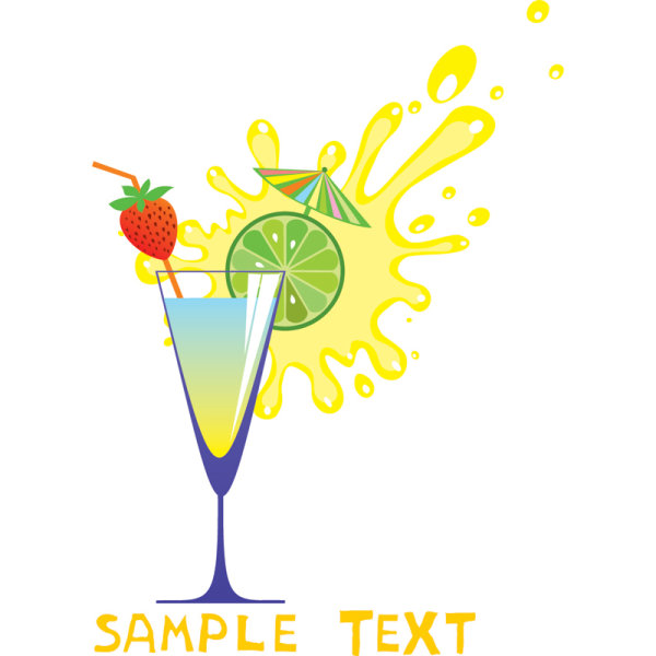 Glass and fruit juices high cartoon 05 - Vector