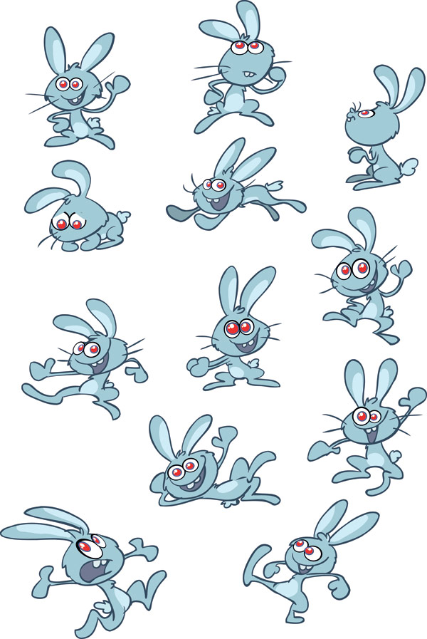Cute cartoon rabbit - Vector