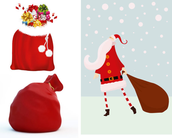 Santa Claus and gift bags - Vector