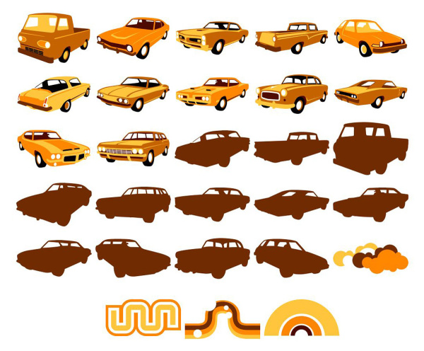 Vector elements of classic cars