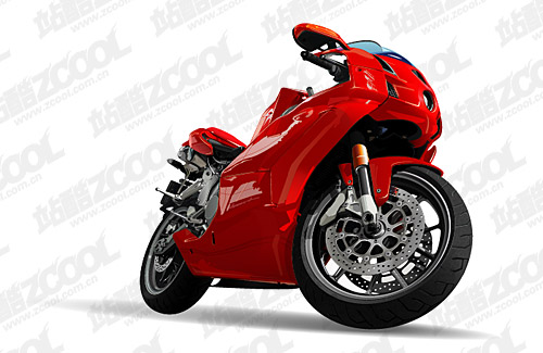 red drawing vivid motorcycle Vector