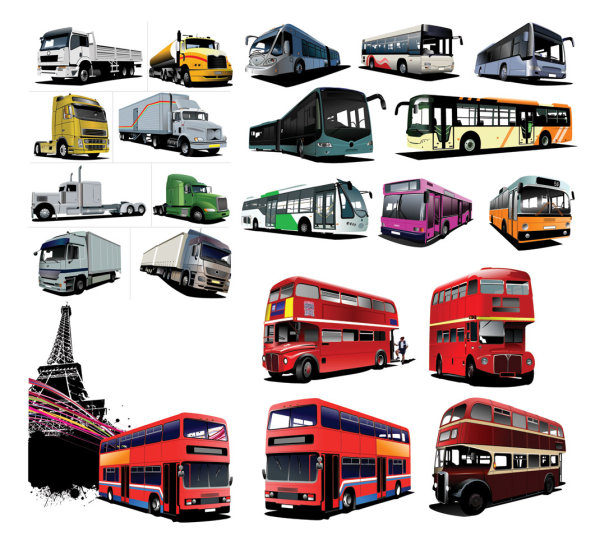 A variety of large vehicles Vector