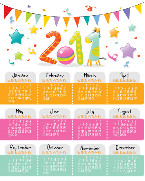 Cute Cartoon 2011 Calendar Vector