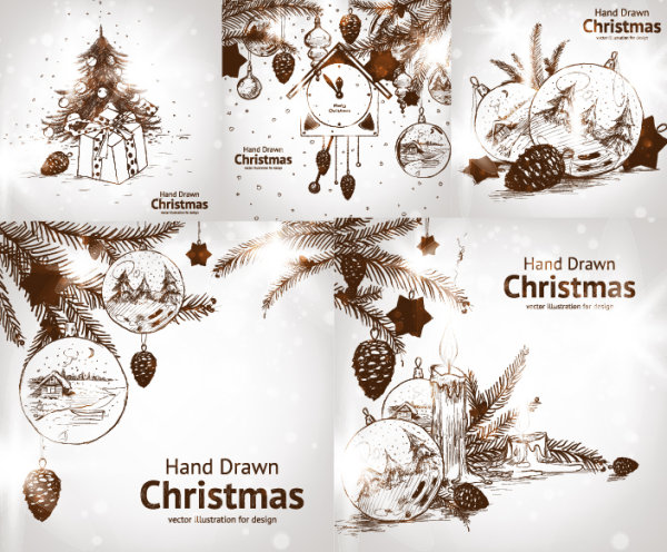Hand-painted Christmas decorations Vector style