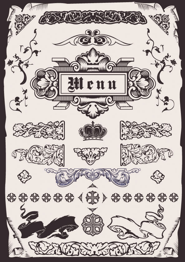 European-style menu pattern vector material