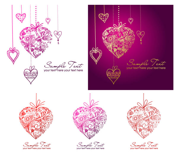 Heart-shaped pendant composed of pattern vector material
