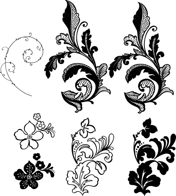 Side flower pattern vector background material