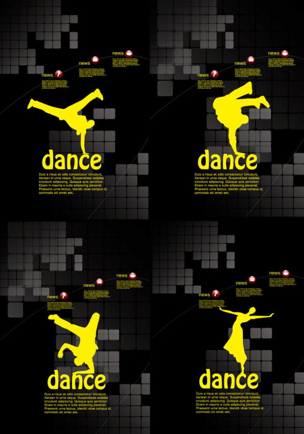 Dancing theme posters template vector material