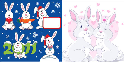 Lovely Christmas Rabbit - Vector
