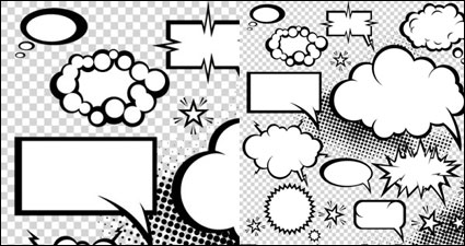 Cartoon-style mushroom cloud dialog 05-- vector material