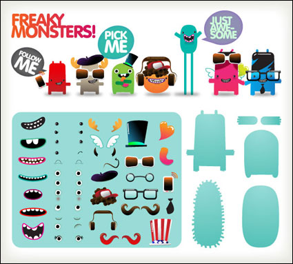 Free to dress the little monster vector material