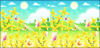 The outskirts of flowers and butterflies vector material